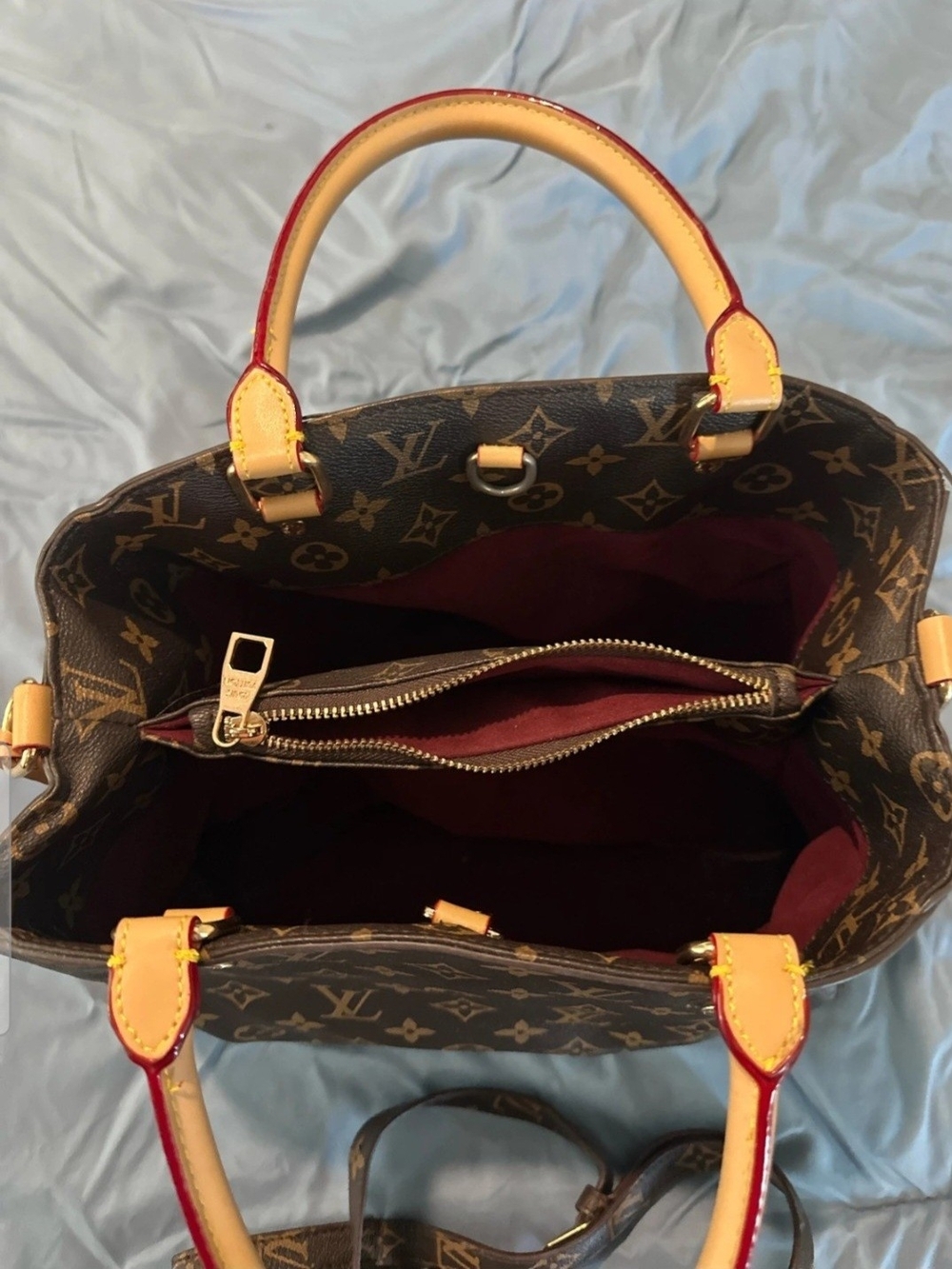 Lv. Monogram Canvas Satchel with Tan Handle - Picture 3 of 6